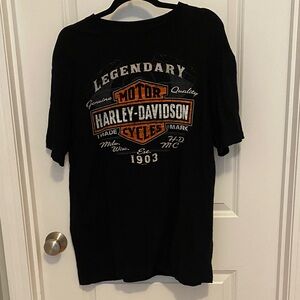 Harley-Davidson Black T-Shirt with Orange and White Logo